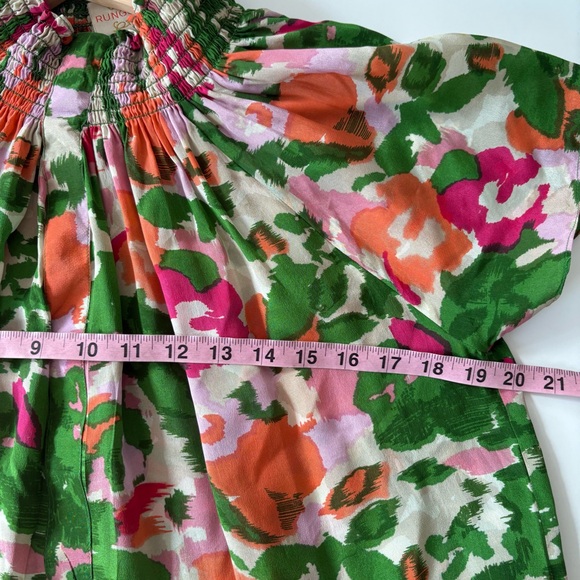 Rungolee || Katarina Silk Blouse High Neck Ruffle in Monet Multi Floral Pink M - Picture 6 of 9